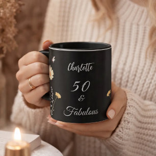 Mug Fleurs sauvages noires jaunes 50 ans fabuleux anni