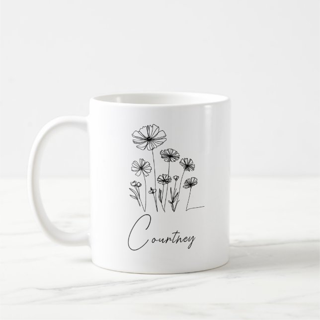 Mug Fleurs sucrées avec nom personnalisé (Gauche)