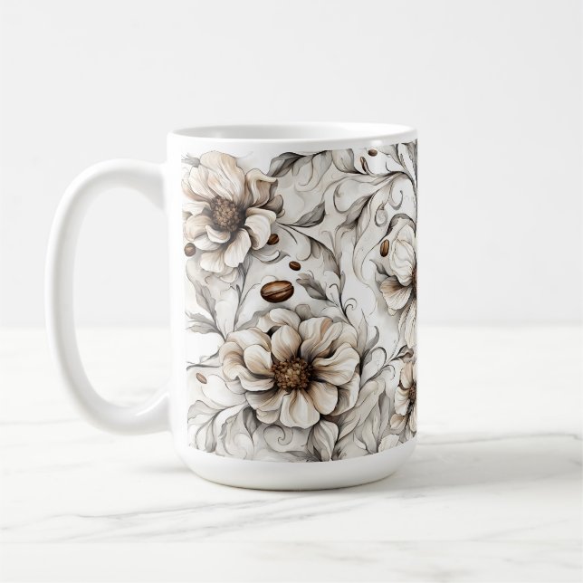 Mug Fleurs tachées de café - Les accros du café (Gauche)