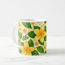 Fleurs tropicales jaunes avec des feuilles vertes