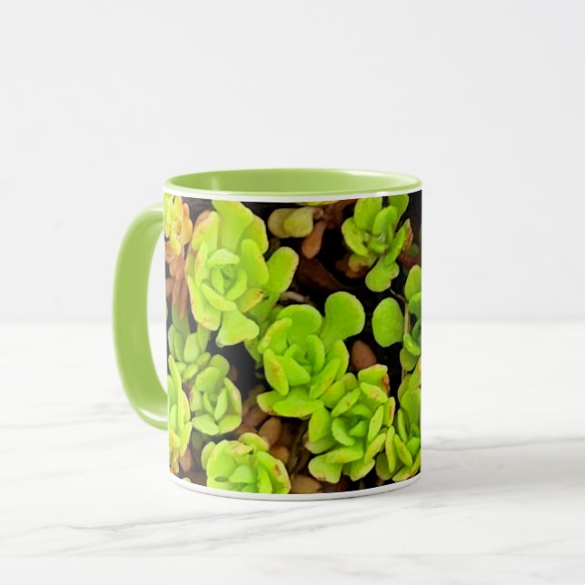 Mug Fleurs vertes Succulentes (Devant gauche)