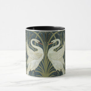 Mug Fleurs vintages Walter Crane Cygne Vert Iris Rush