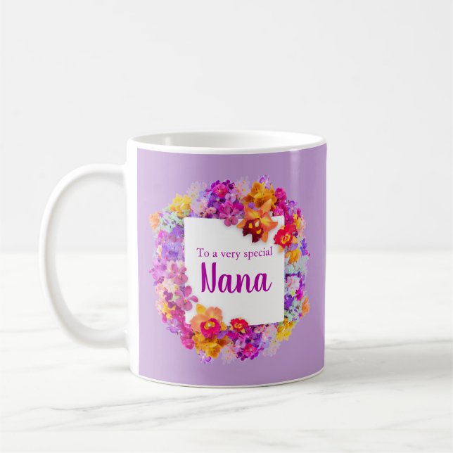 Mug Fleurs violettes élégantes Nana Fête des mères (Gauche)