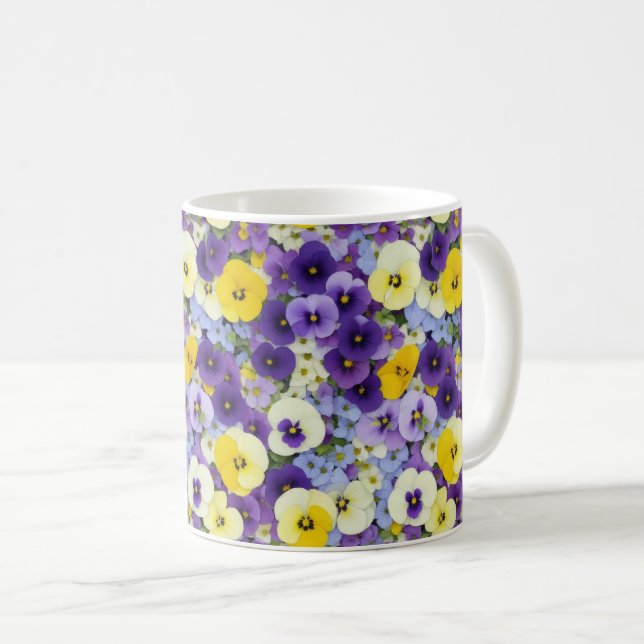 Mug Fleurs violettes et jaunes (Devant droit)