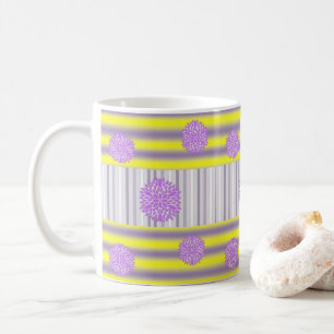 Mug Fleurs violettes gris jaune