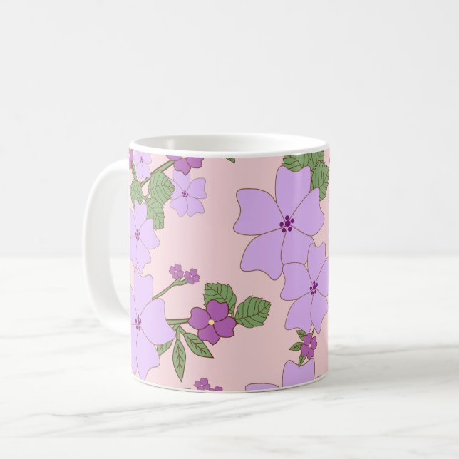 Mug Fleurs Violettes, Modèle Floral, Motif De Fleurs (Devant gauche)