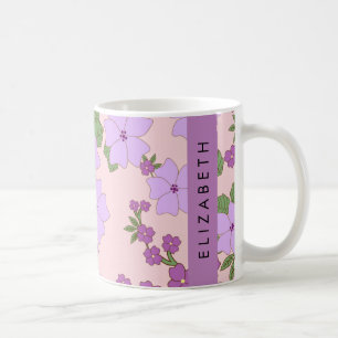 Mug Fleurs Violettes, Motif De Fleurs, Votre Nom