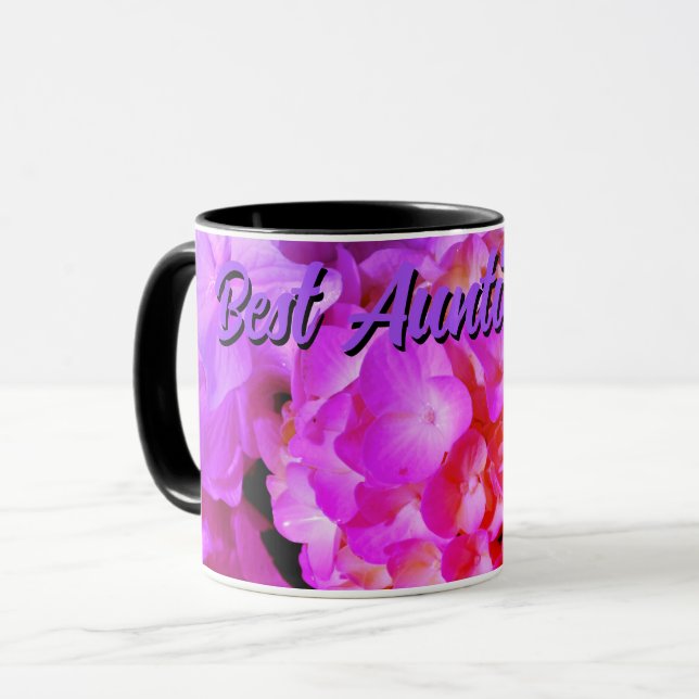 Mug Fleurs violettes roses chaudes florales hydrangées (Devant gauche)