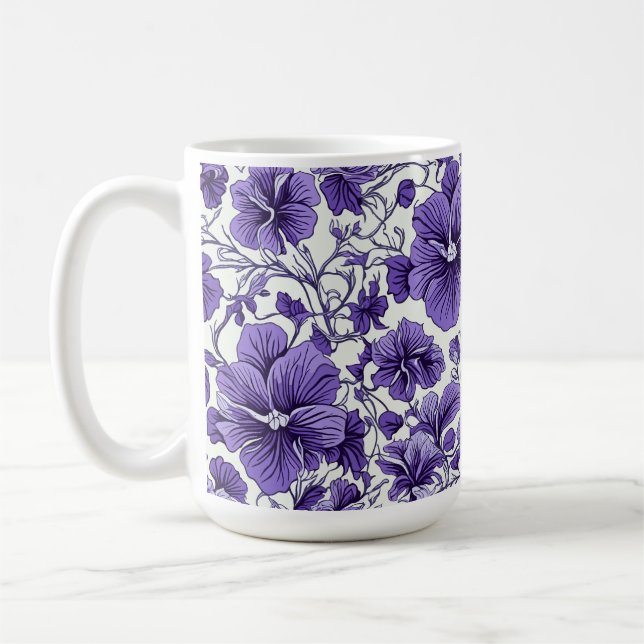 Mug Fleurs violettes violettes pourpres Motif végétal (Gauche)