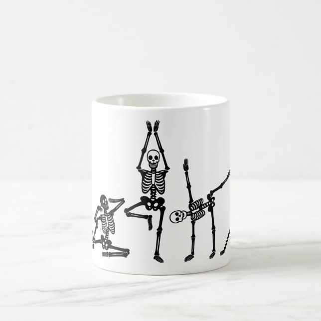 Mug Flexible Yoga Posing Skeletons Funny Graphic Print (Centre)