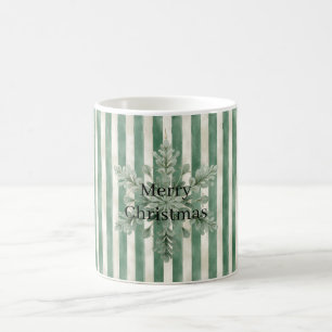 Mug Flocon de neige à rayures vertes de Noël
