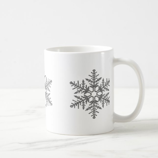 Mug Flocon de neige argenté de parties scintillantes (Droite)