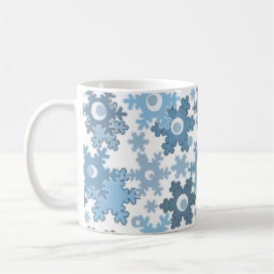 Mug Flocon de neige blanc bleu clair hivernal sans cou