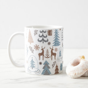 Mug Flocon de neige Stylisé Arbres de Noël Wreath Rein