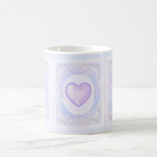 Mug flocon de neige violet clair et coeur étincelant