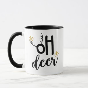Mug Flocons de cerf de renne Oh Deer, Cadeau de Noël