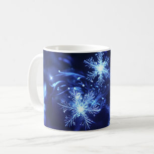 Mug Flocons de neige bleu scintillement d'hiver