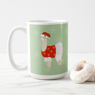 Mug Flocons de neige de Noël de lama ballerine