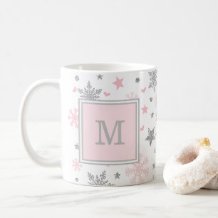 Mug Flocons de neige d'hiver de monogramme/vacances