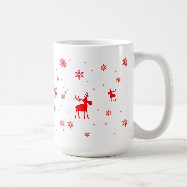 Mug Flocons de neige rouges simples modernes (Droite)