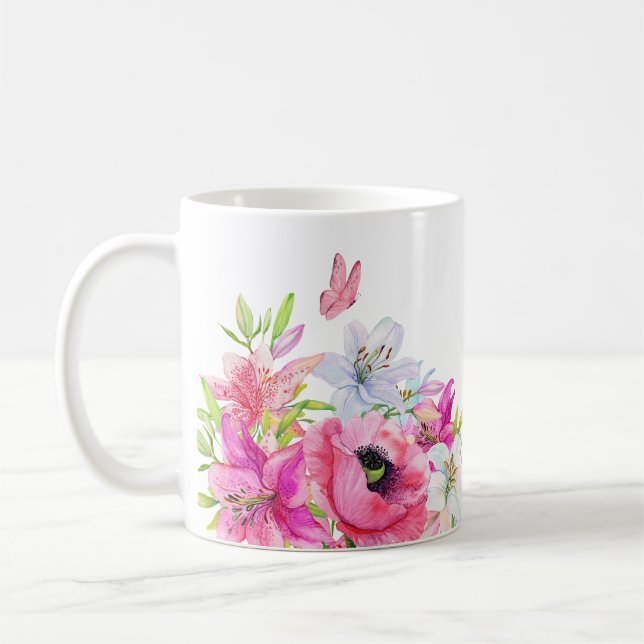 Mug Floraison rose artistique (Gauche)