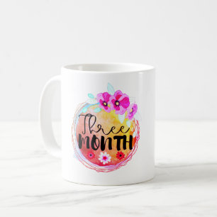 Mug Floral 3 mois Vieux bébé Jalon Étiquette