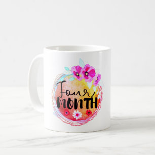 Mug Floral 4 mois Vieux bébé Étiquette de jalon