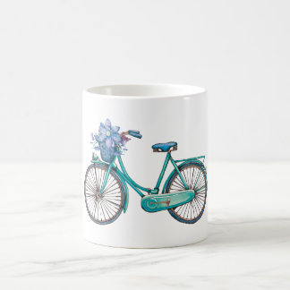 Mug Floral Bicycle Watercolor Design Boho Chic