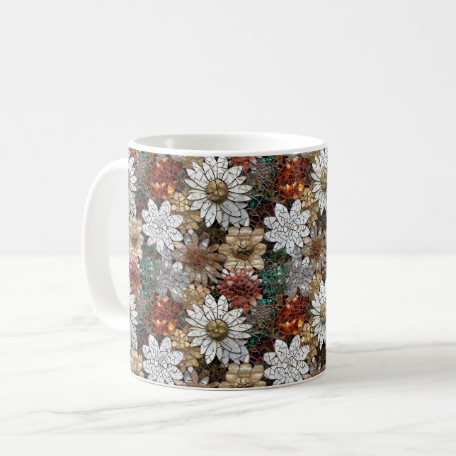 Mug Floral blanc rouge or (Devant gauche)