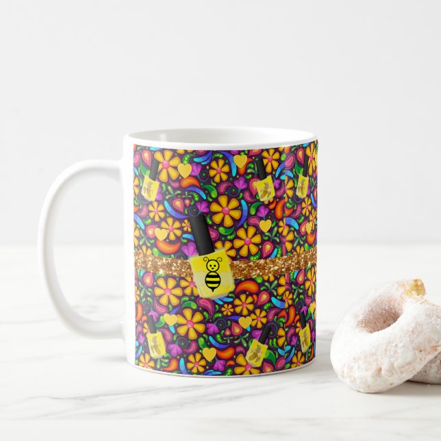 Mug Floral Bumblebee ongle jaune Musique polonaise (Avec donut)