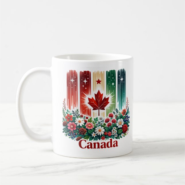 Mug Floral Canada Day | Cute Canadian Flag (Gauche)