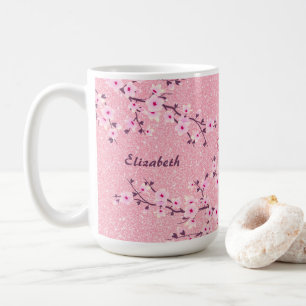 Mug Floral Cerisier Fleur Monogramme Parties scintilla