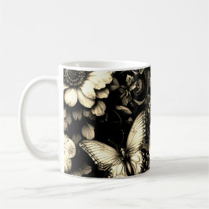 Mug Floral d'antiquité d'or aux papillons