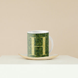 Mug Floral Elegant Classy Monogram H vert avec phrase