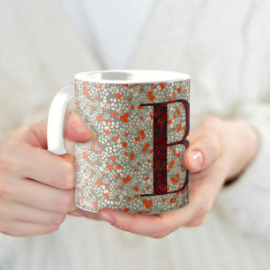 Mug Floral Elegant Classy Monogramme B vert avec phras