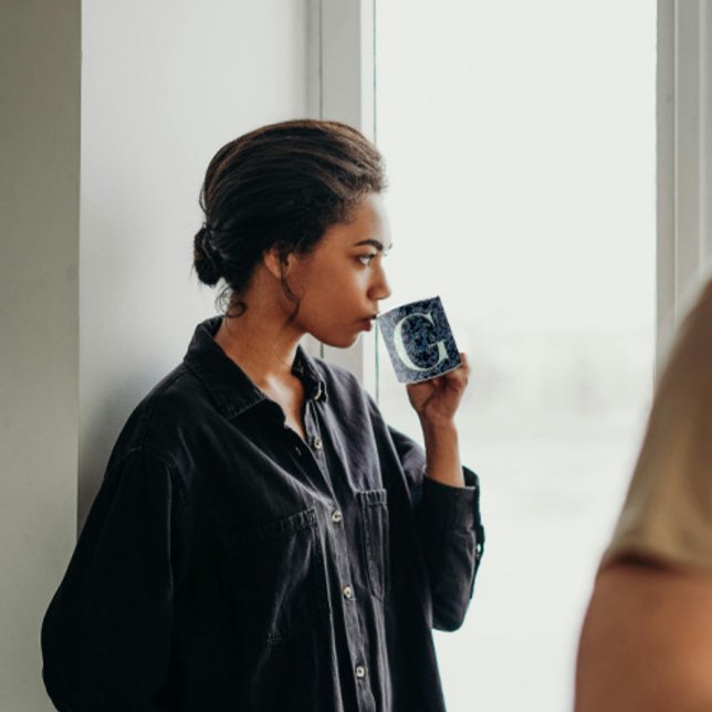 Mug Floral Elegant Classy Monogramme G bleu avec phras (Créateur téléchargé)