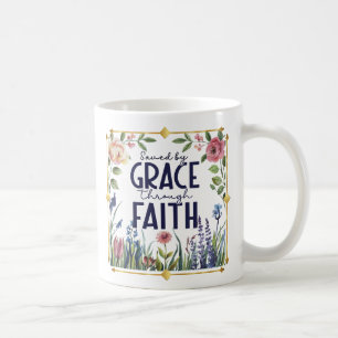 Mug Floral et or sauvé par la foi