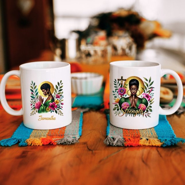 Mug Floral Ethnic Shorthborne prier Ethnic Woman (Créateur téléchargé)