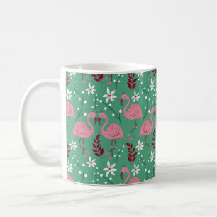 Mug Floral flamingo sans couture motif rose vert