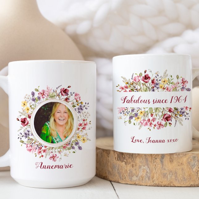 Mug Floral Happy Fabulous depuis la photo d'anniversai (Créateur téléchargé)