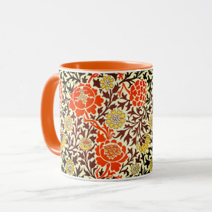 Mug Floral jacobéen, Orange, Brown et Or de moutarde