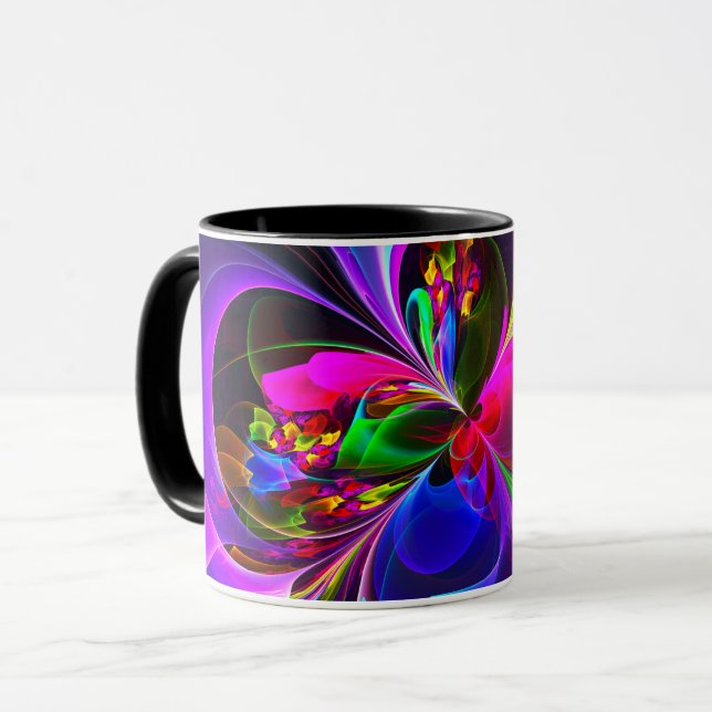 Mug Floral moderne Art Abstrait Rouge Bleu Motif #12 (Devant gauche)