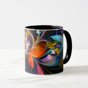 Mug Floral moderne Art Abstrait Rouge Bleu Motif #13