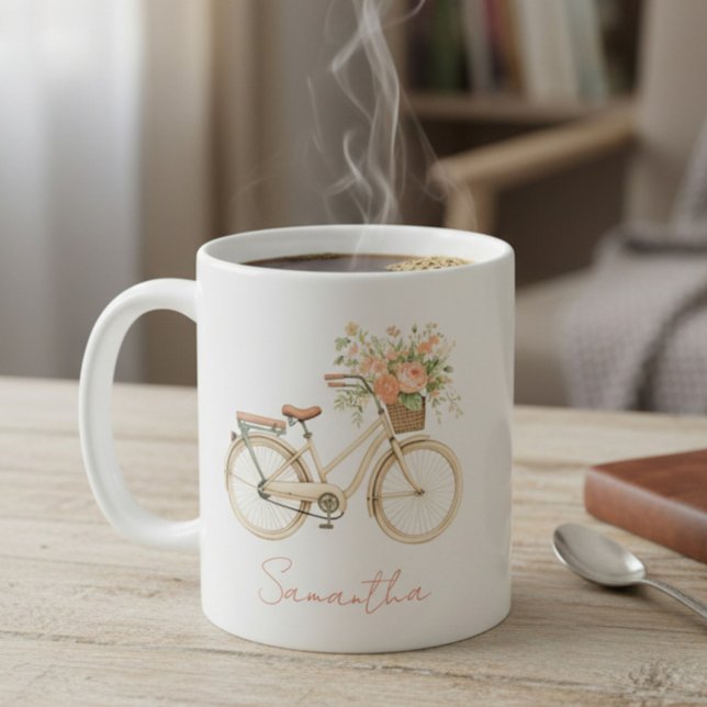 Mug Floral Monogram Vintage Bike (Créateur téléchargé)