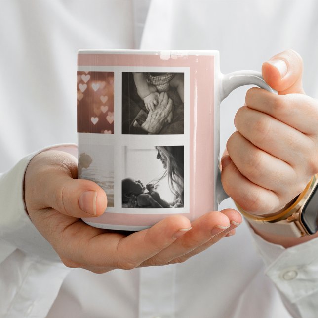 Mug Floral Muet rose pâle MUM Personnalisé Multi Photo (Créateur téléchargé)