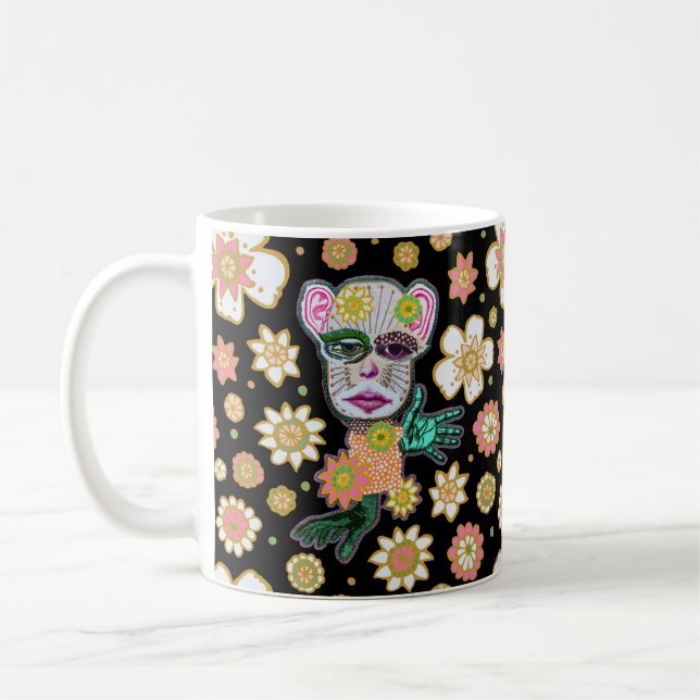 Mug Floral noir floral par Natalie Schorr (Gauche)
