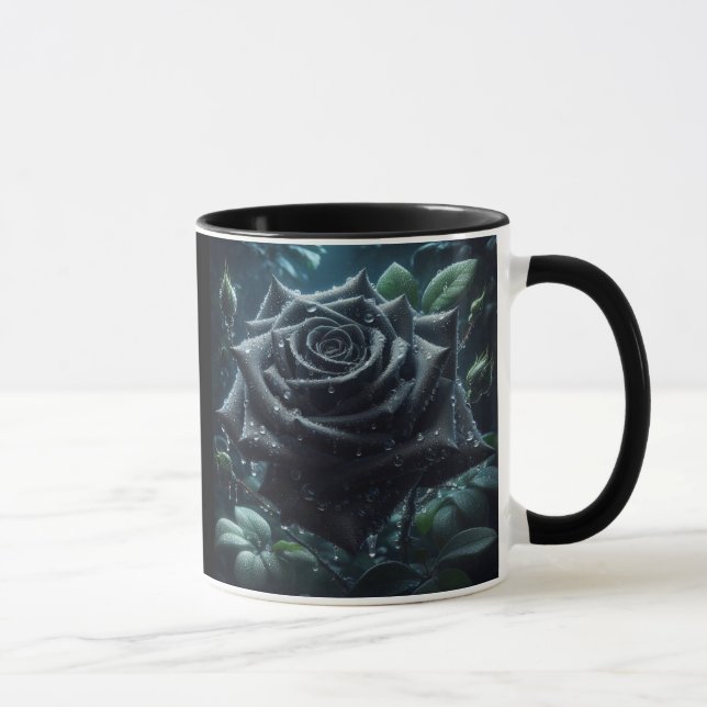 Mug Floral noir Rose (Droite)