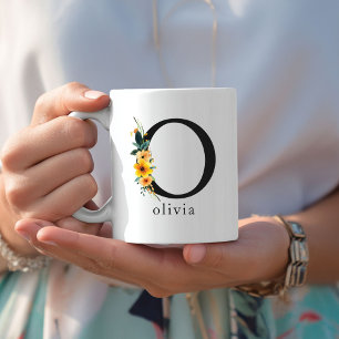 Mug Floral O Monogramme avec nom modifiable