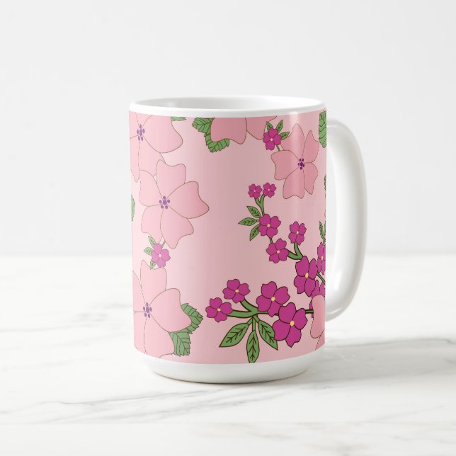 Mug Floral pattern, pastel violet and purple, (Devant droit)