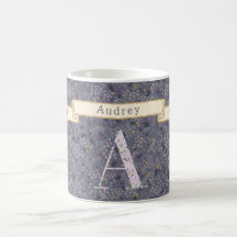 Floral Personalized Monogram A purple w/phrase